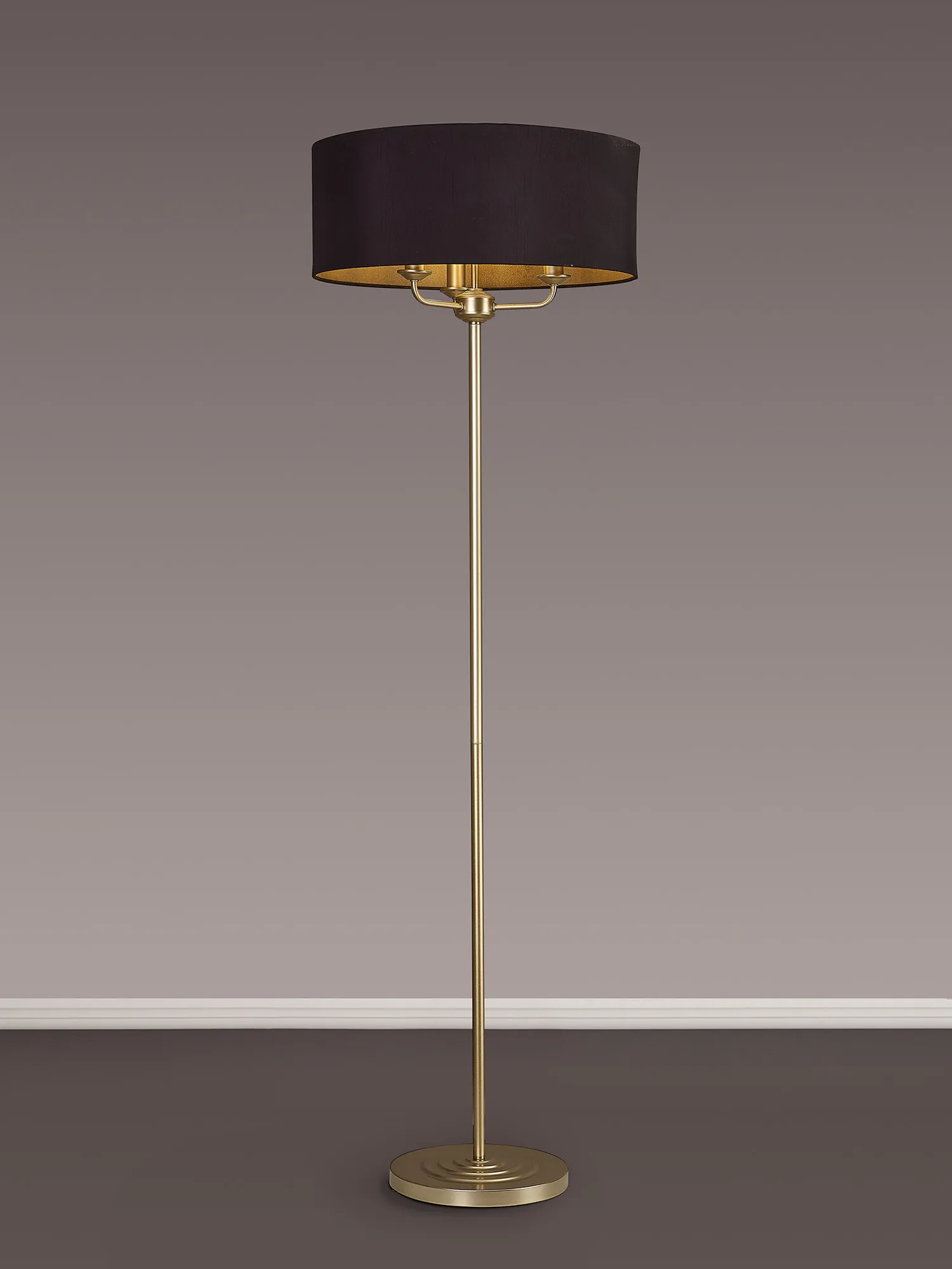 Banyan 45cm 3 Light Floor Lamp Champagne Gold; Midnight Black DK0999  Deco Banyan CG BL/GR